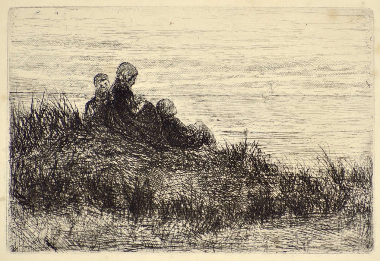 海岸の夕べ」（銅版画 作： ヨゼフ・イスラエルズ