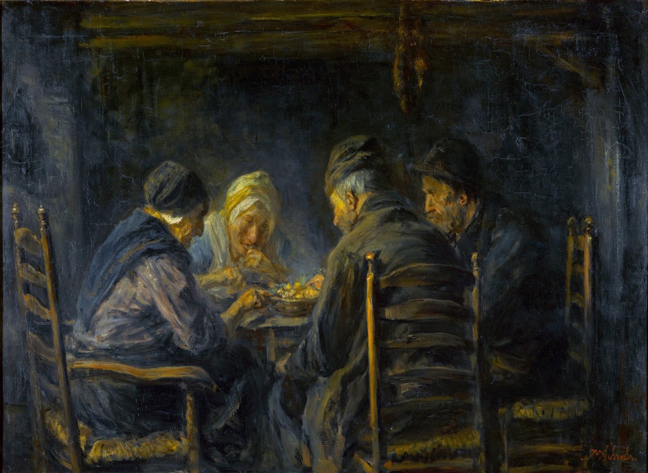 ジャガイモを食べる人 - ジャガイモを食べる人 - Jozef Israels (1824-1911) による絵画 - c. 1902 - キャンバスに油彩 - 119.5x151 - ハーグ市立美術館 作： ヨゼフ・イスラエルズ