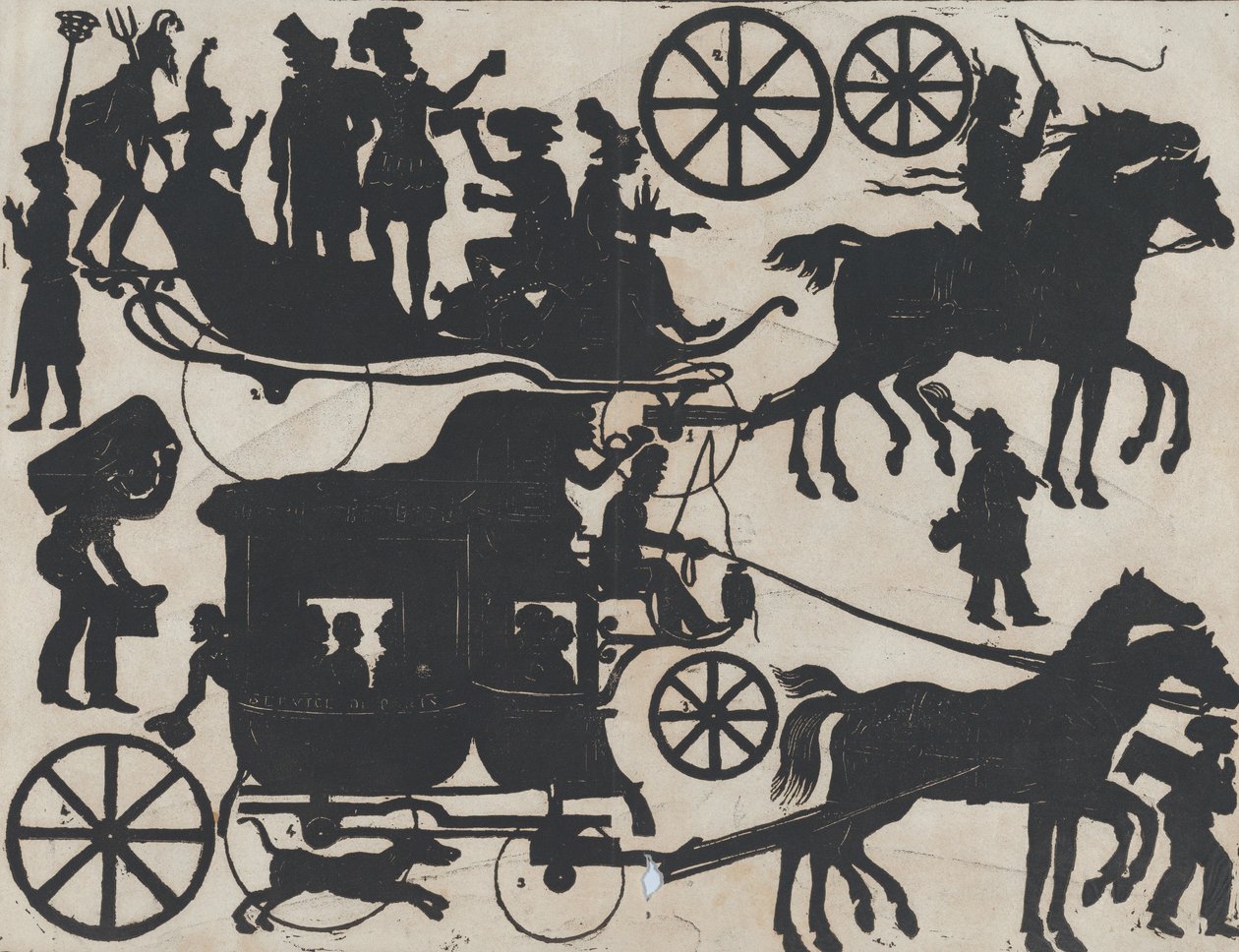 中国の影絵人形の図のシート 5、約。 1850～70年。 作： フアン・リョレンス