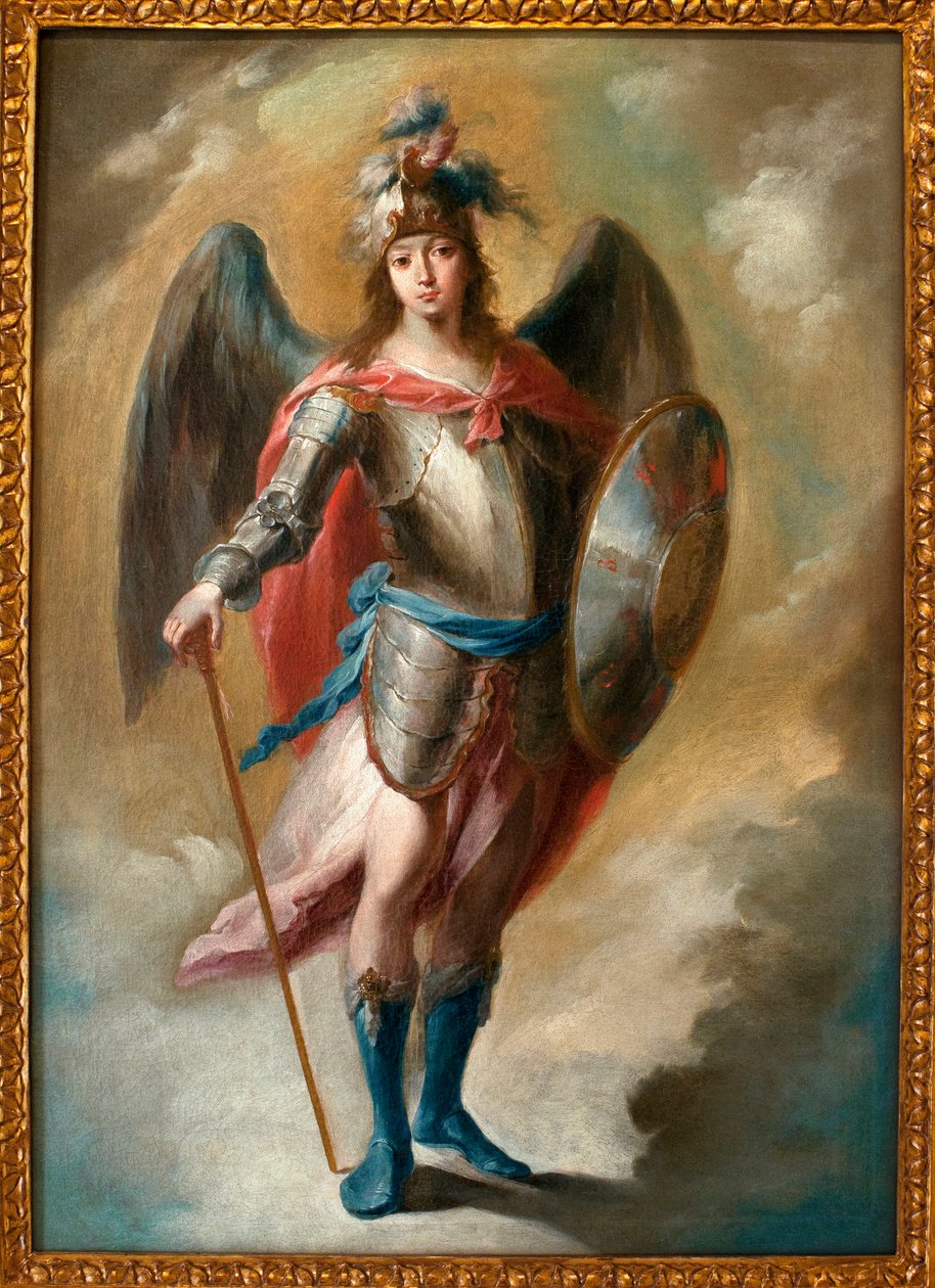 大天使聖ミカエル - フアン・デ・エスピナル (1714-1783) による絵画、キャンバスに油彩、ca. 1780年 - セビリア美術館、スペイン 作： ファン・デ・エスピナル