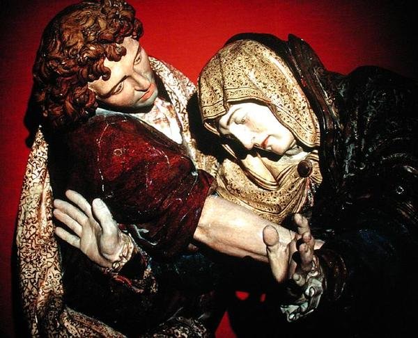 聖ヨハネと聖母マリア（ポリクロームウッド）（キリストの墓の詳細）（187571も参照） 作： フアン・デ・ジューン