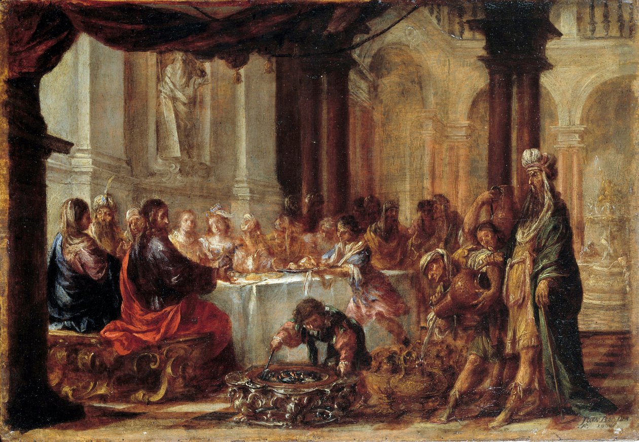 Les Noces de Cana フアン・バルデス(1622-1690)の絵画 1660年 日0.23x0.34 m 作： ファン・デ・バルデス・リアル