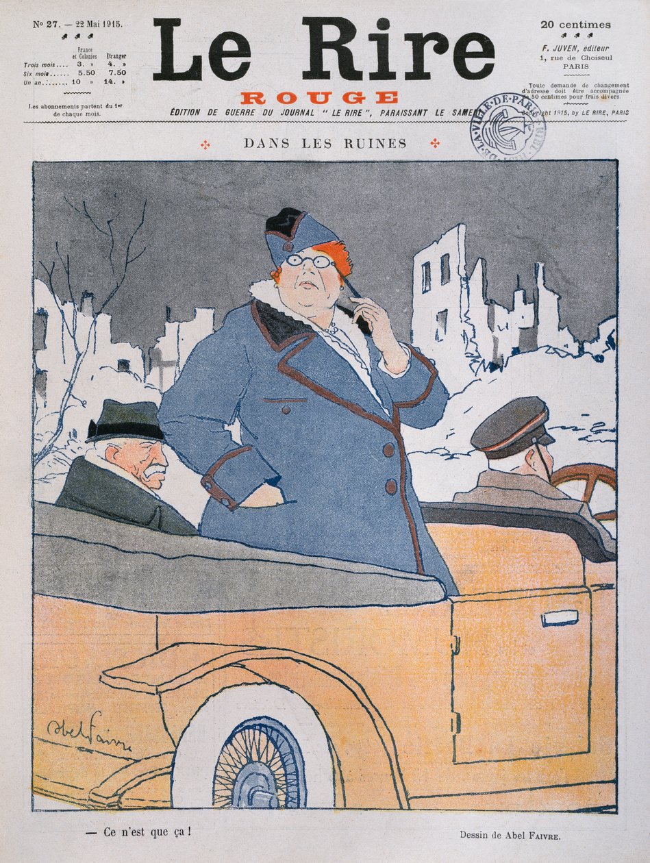 廃墟にあるのは、1915年5月22日の「ルリールルージュ」の表紙イラストすべて 作： ジュール・アベル・ファイブル