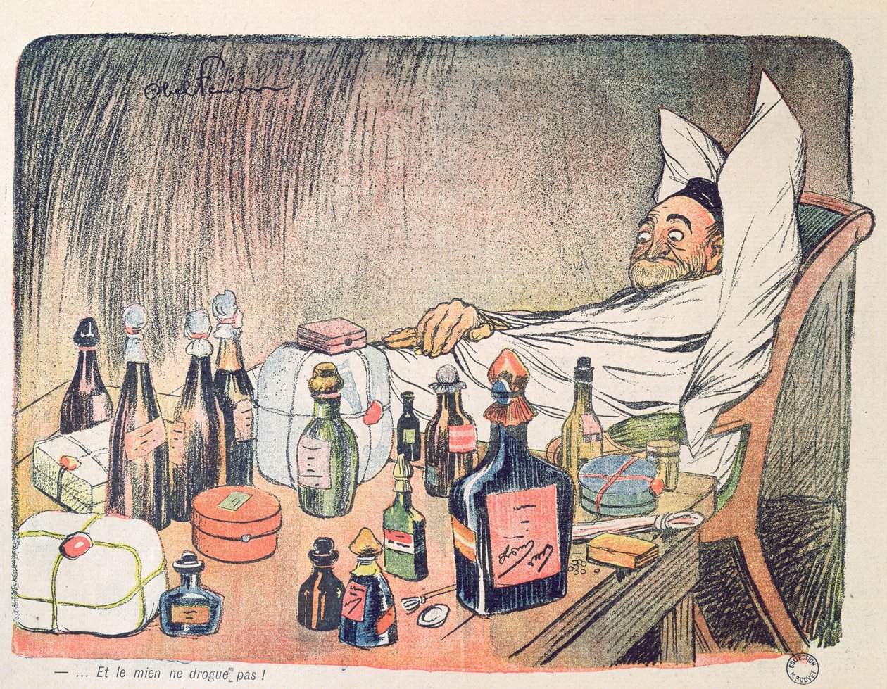 薬の乱用、「L&39;Assiette au Beurre」、1904年 作： ジュール・アベル・ファイブル