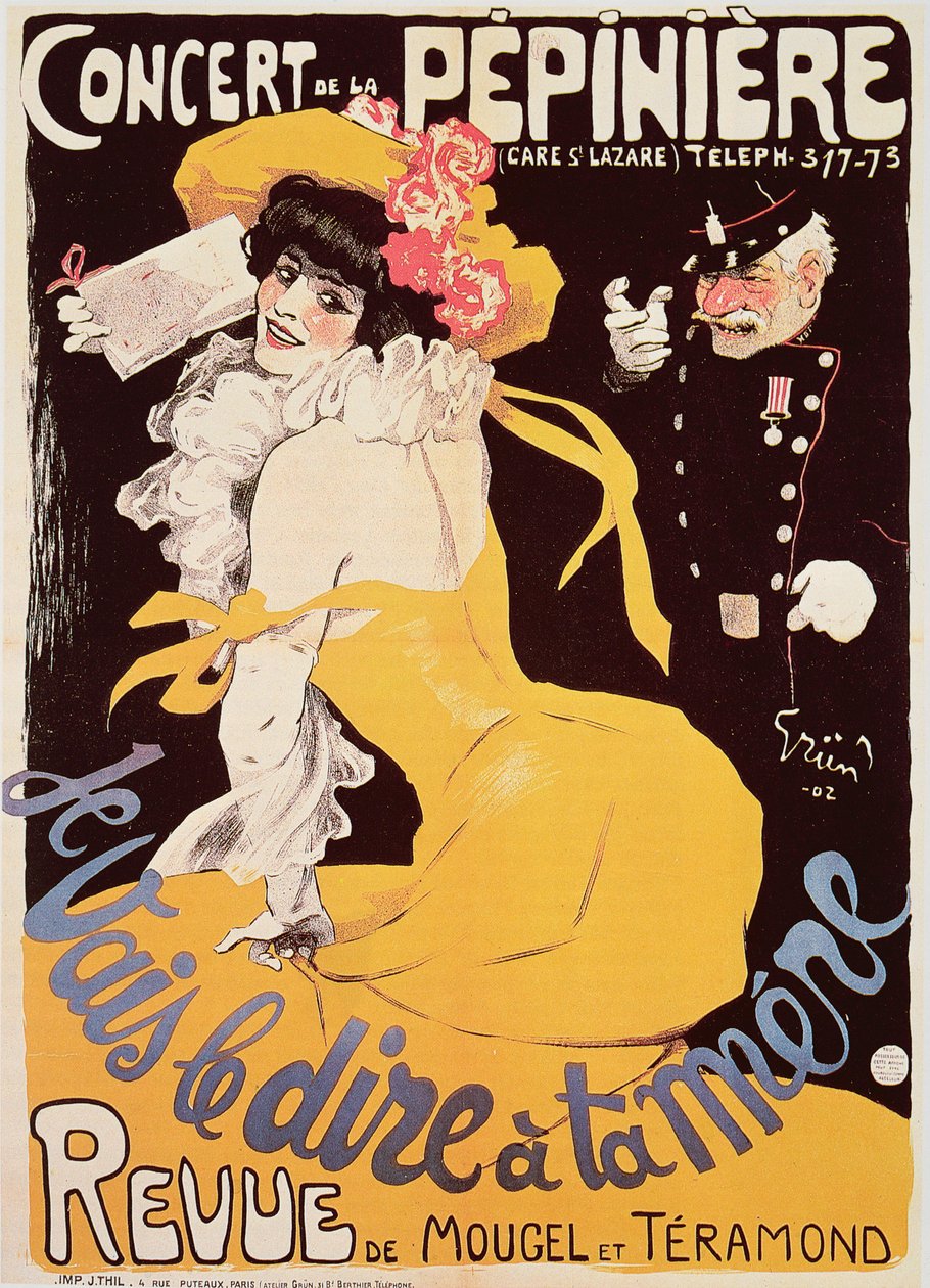 ペピニエールコンサートのポスター、1902 作： ジュール・アレクサンドル・グルーエンまたはグルー