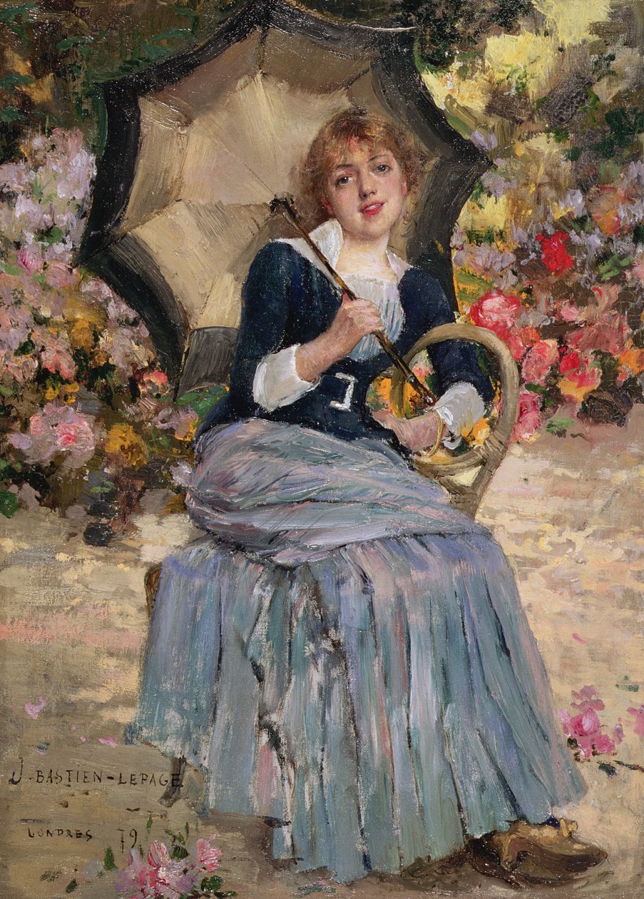 サンシェードを持つ少女、1879 作： ジュール・バスティアン・ルパージュ