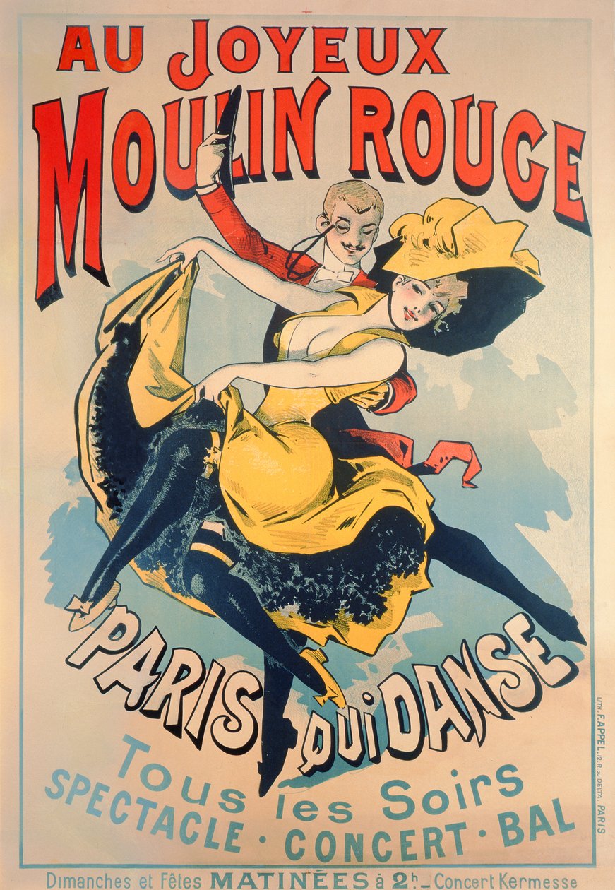 パリのメリームーランルージュでのダンス、1890年頃 作： ジュール・チェレット