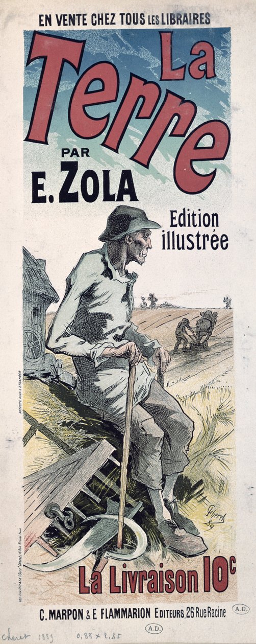 エミールゾラ作「ラテール」のポスター広告、1889年 作： ジュール・チェレット