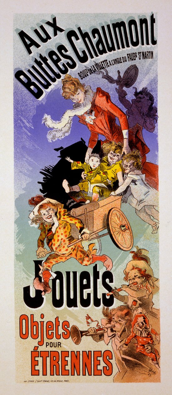 &39;Aux Buttes Chaumont&39;おもちゃ屋のポスター、1899年頃 作： ジュール・チェレット