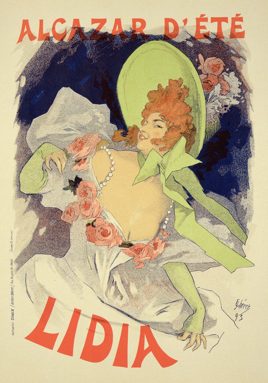 アルカサルデテでの「リディア」を宣伝するポスターの複製、1895 作： ジュール・チェレット