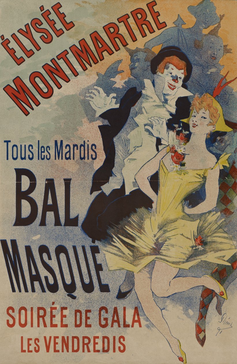 ÉlyséeMontmartre：Bal Masque、1891年1月18日発行（カラーリソ紙） 作： ジュール・チェレット