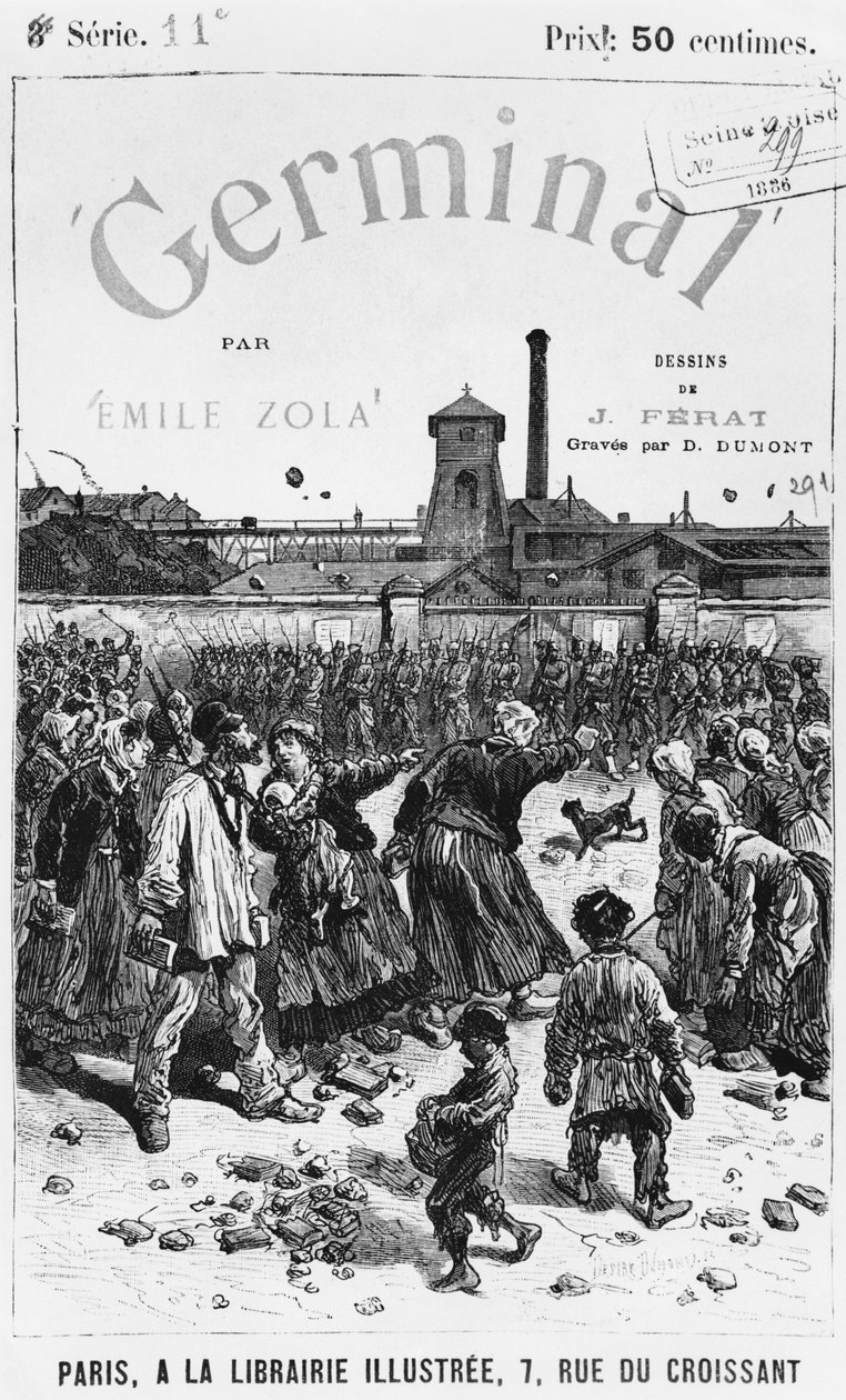 エミールゾラ（「1840-1902」）による「ジェミナル」の表紙イラスト 作： ジュール・フェラ