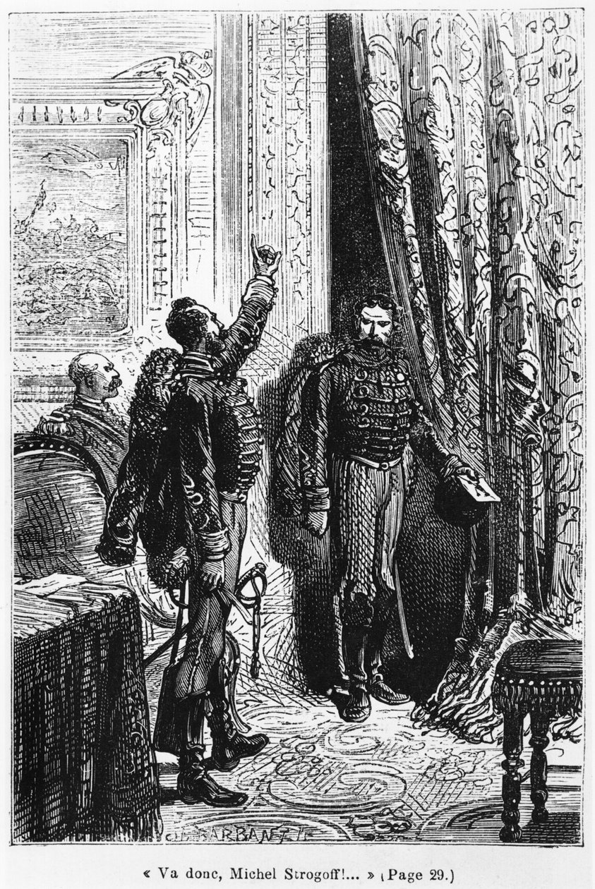 次に行く、マイケル・ストロゴフ、チャールズ・バーバン（d.1922）パリ、ヘッツェルによって彫刻されたジュール・ヴェルヌ（1828-1905）による「ミシェル・ストロゴフ」のイラスト 作： ジュール・フェラ