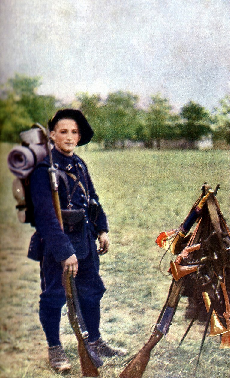 1914年9月、パリ東方のマルヌの戦いの最中のフランス山軍の兵士（オートクローム） 作： ジュール・ジェルヴェ・コートテルモント