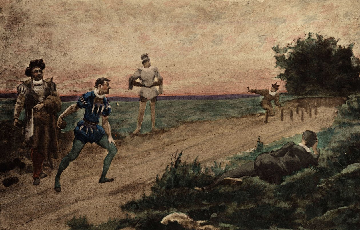 ボーリングに興じる男たち。ジュール・ガルニエのイラスト。ラブレーとジュール・ガルニエの作品』所収。 作： ジュールアルセンガルニエ