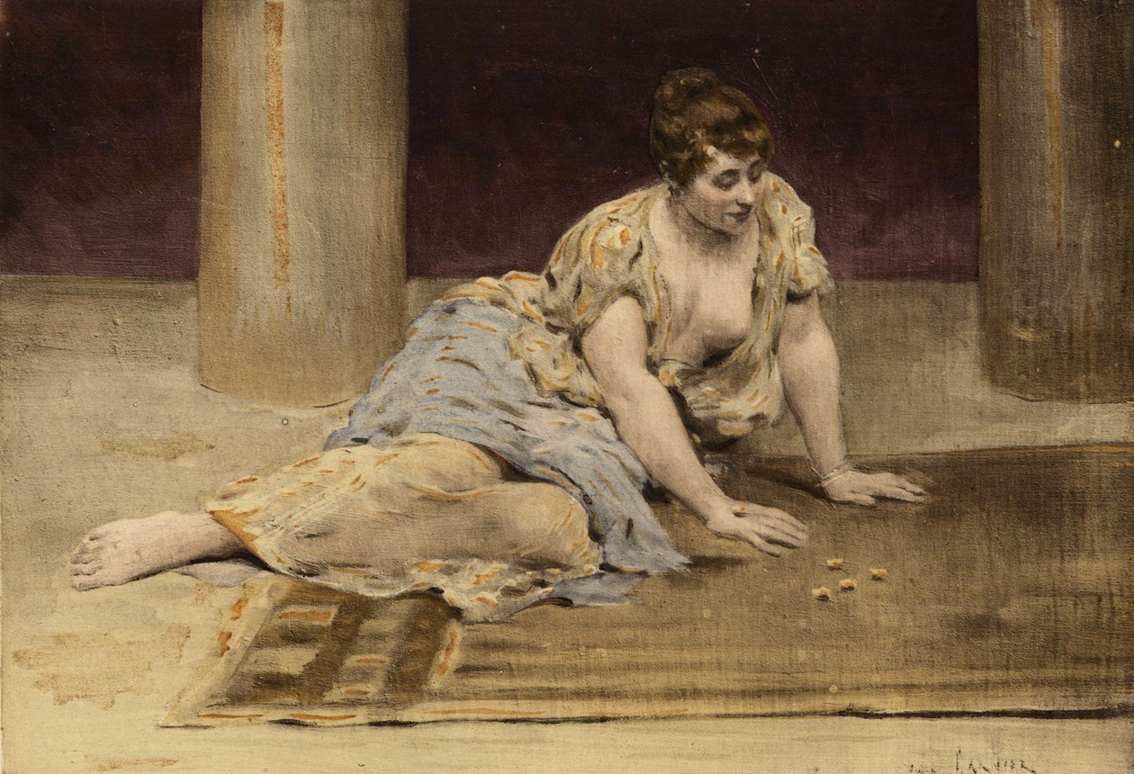 テーブルゲームに興じる女性。ジュール・ガルニエによるイラスト。ラブレーとジュール・ガルニエの作品』所収。 作： ジュールアルセンガルニエ