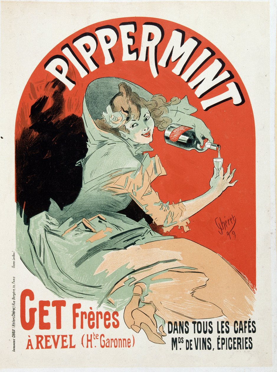 Pippermint Get Freres」の広告ポスター - Jules Cheret作 作： ジュール・チェレット