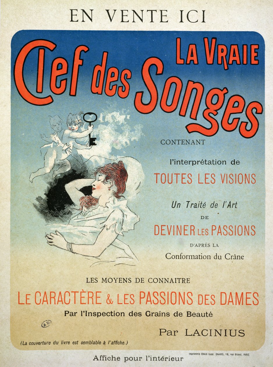 1892年、ラシニウスによる本「La Vraie Clef des Songes」の広告ポスター 作： ジュール・チェレット