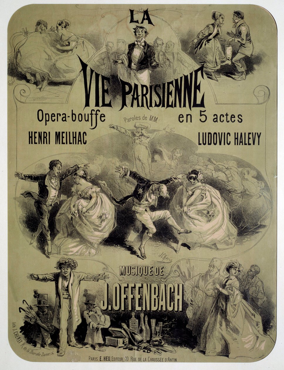 ジャック・オッフェンバック（1819-1880）のオペラ食品「パリの生活」のポスター 作： ジュール・チェレット