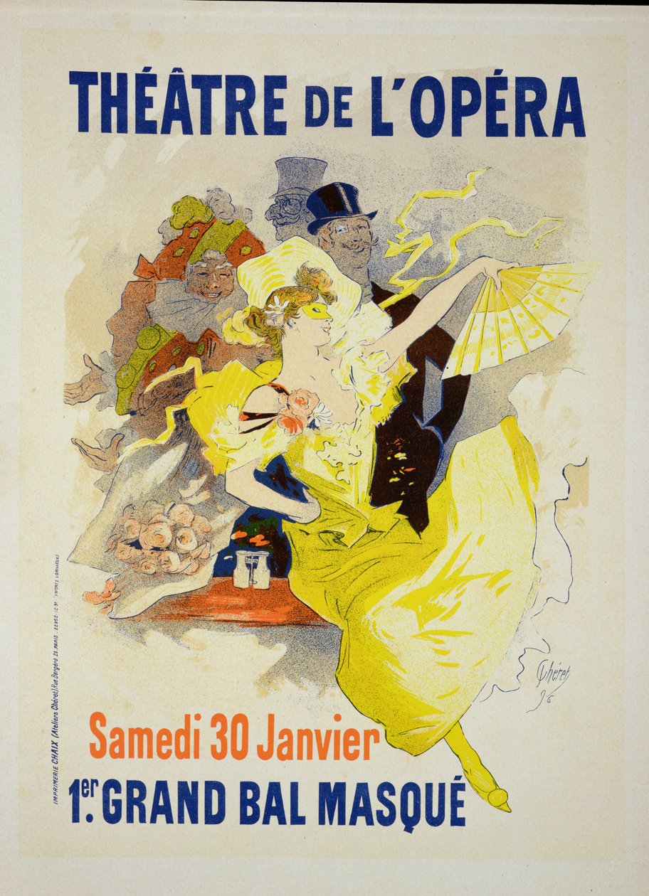 最初の「グランドバルマスク」を宣伝するポスターの複製、シアタードゥロペラ、パリ、1896 作： ジュール・チェレット