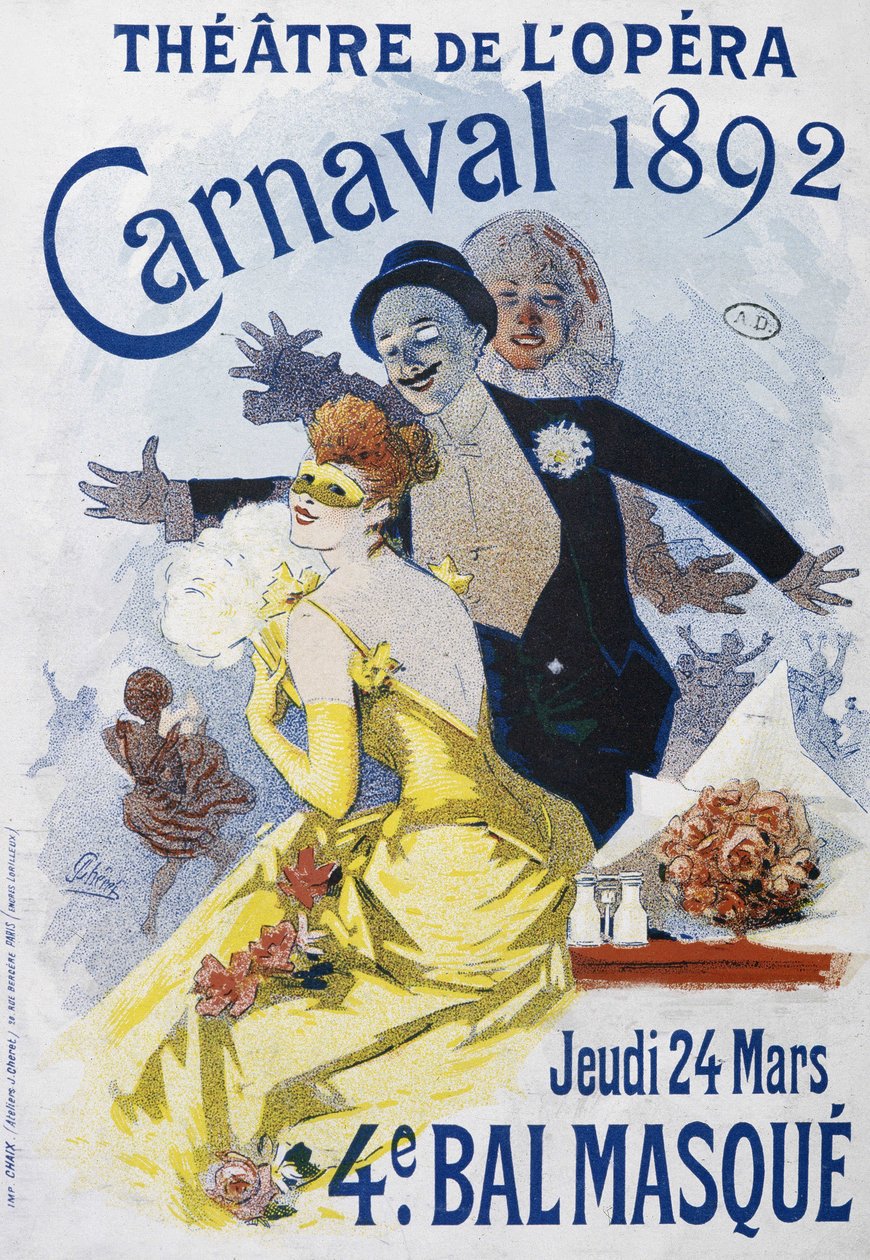 オペラ座：1892年のカナールヴァル、第4のボールマスク - ジュール・シェレのポスター 作： ジュール・チェレット