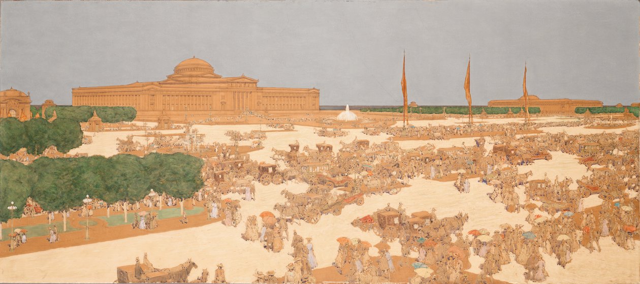 ミシガンアベニューの提案された広場のジュール・ゲランによる絵画（水彩） 作： ジュール・ゲリン