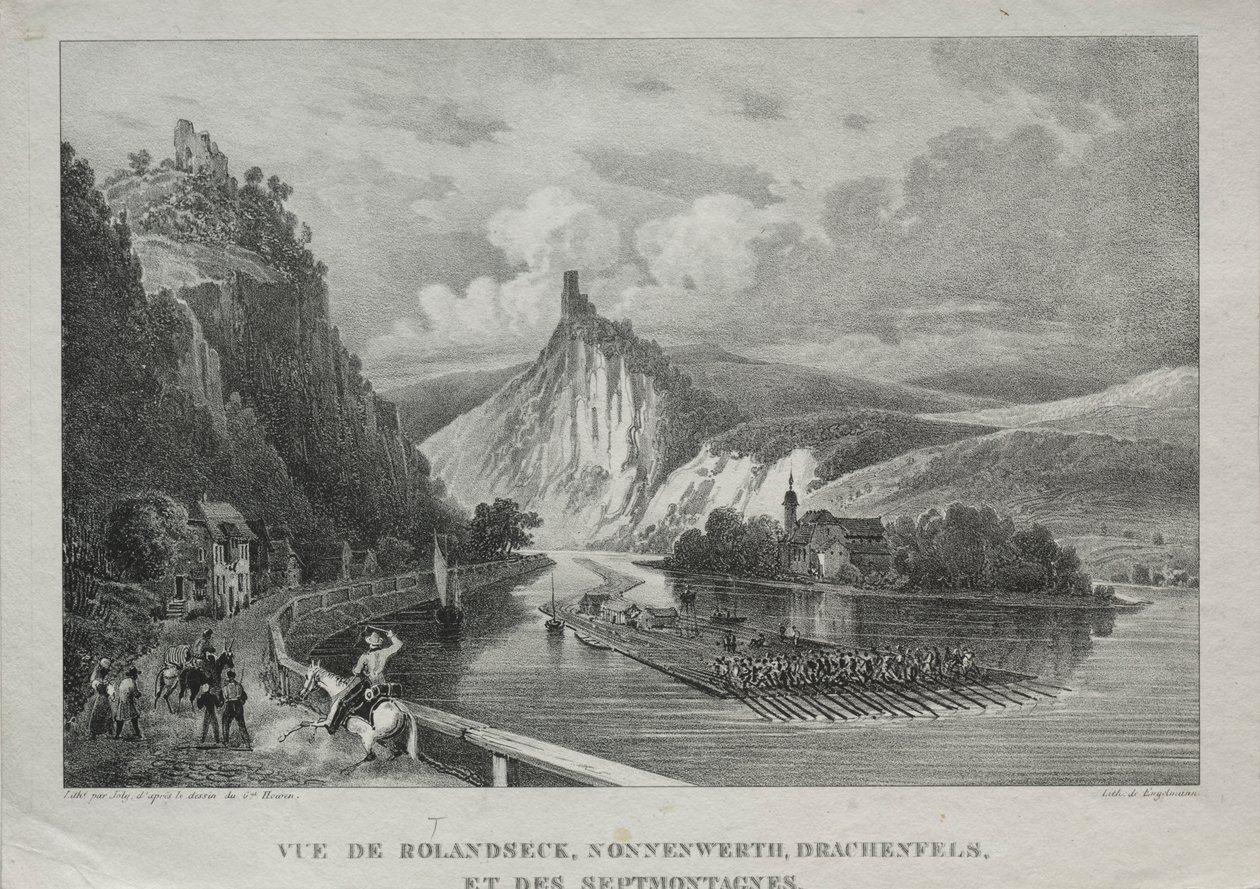 Rolandseck、Nonnenwerth、Drachenfels、Siebenbirge のビュー。 作： ジュール・ジャン・バプティスト・ド・ジョリー