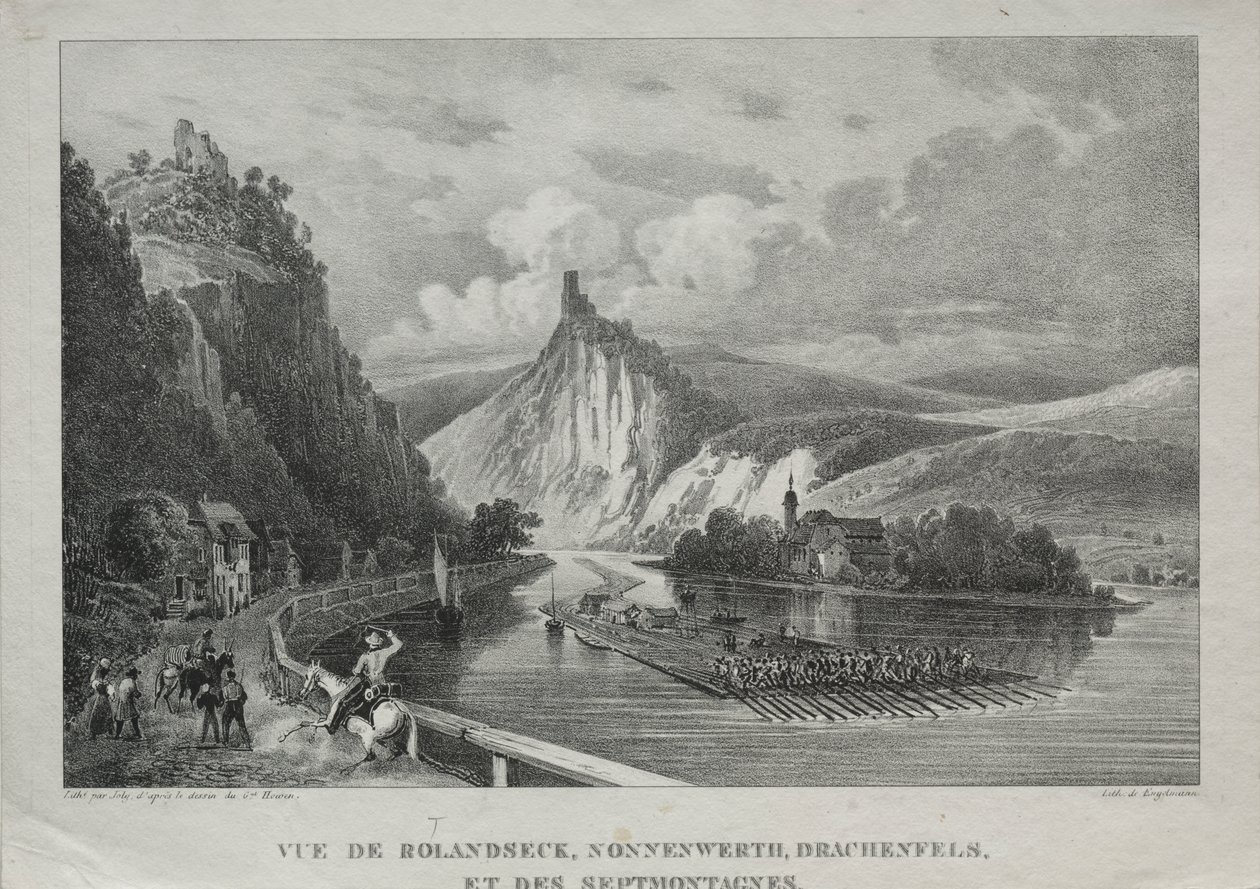 Rolandseck、Nonnenwerth、Drachenfels、Siebenbirge の眺め 作： ジュール・ジャン・バプティスト・ド・ジョリー