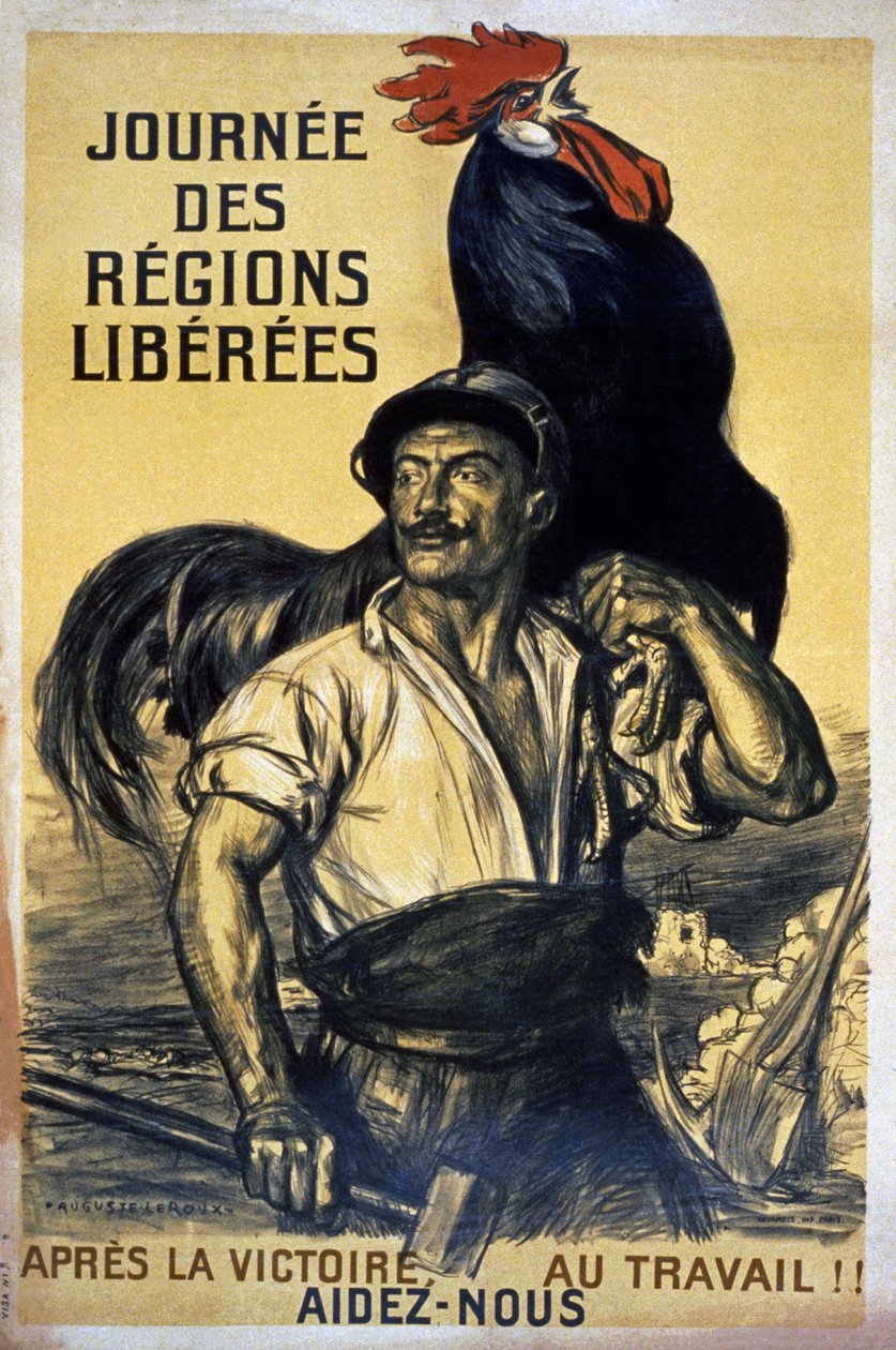 Journee des Regions Liberees」、戦後復興を宣伝するポスター 作： ジュール・マリー・オーギュスト・ルルー