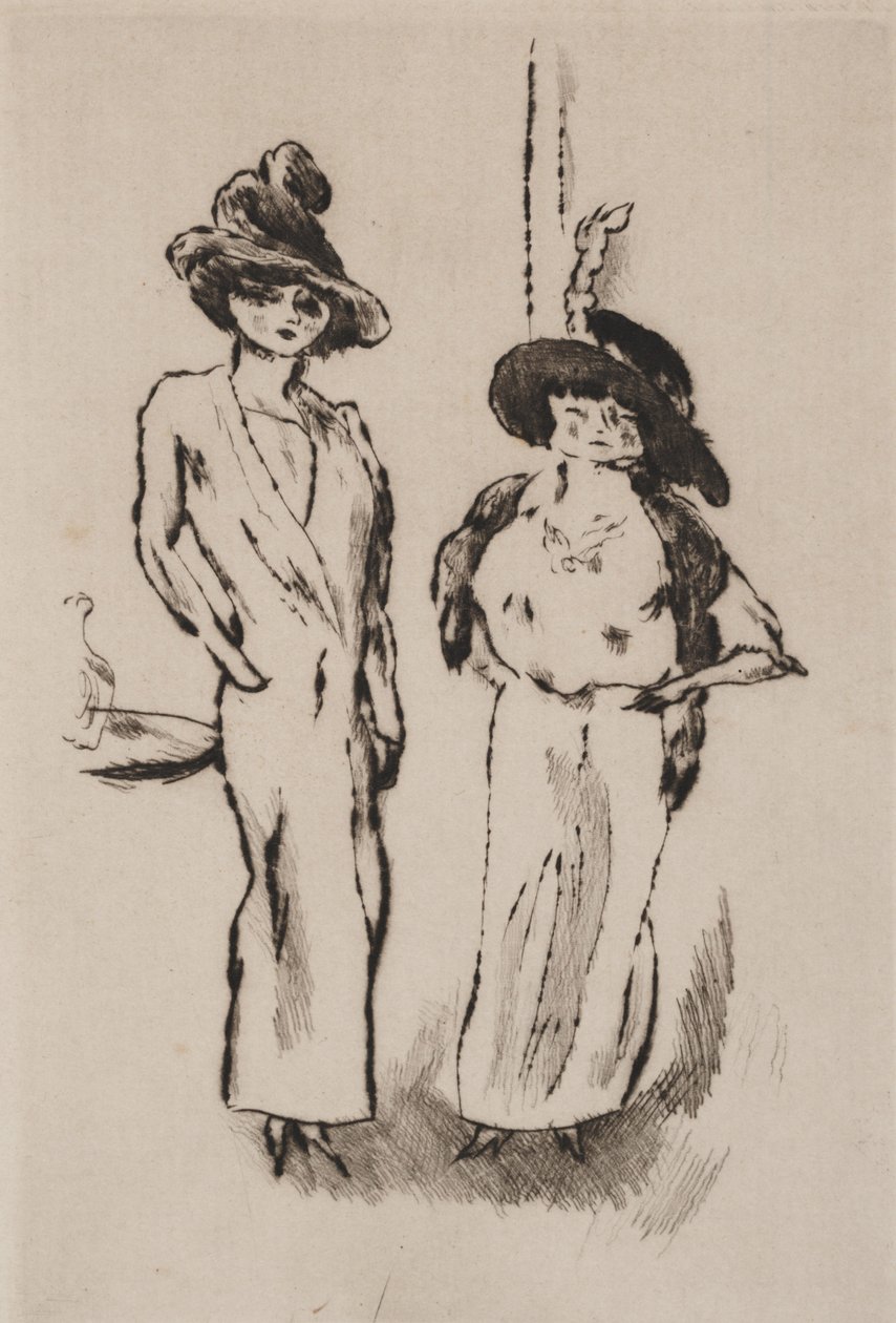 ボールの2人の女性、1910年頃（エッチング） 作： ジュール・パスシン