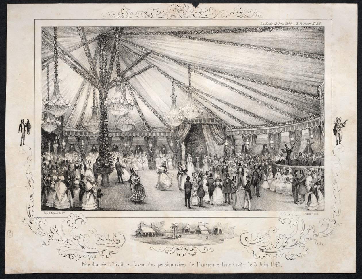 1840 年 6 月 3 日にチボリで開催された古い市民名簿の住民を支持するパーティー 作： ジュール・プラティエ