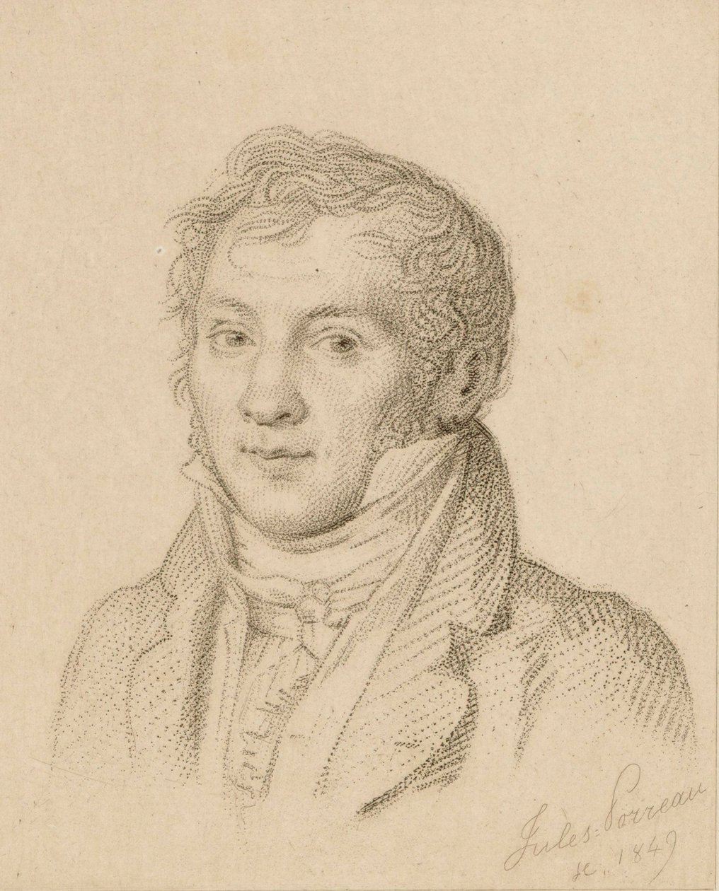 ヴァイオリン奏者で作曲家のルイ＝リュック・ロワゾー・ド・ペルシュイの肖像画（1769～1819年、1849年）。 作： ジュール・ポロー