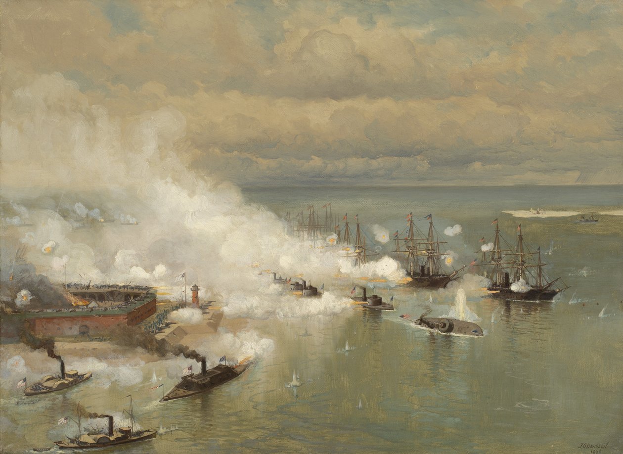 アラバマ州モービル湾の戦い、1886年（リネンに油彩） 作： ジュリアン・オリバー・デイビッドソン
