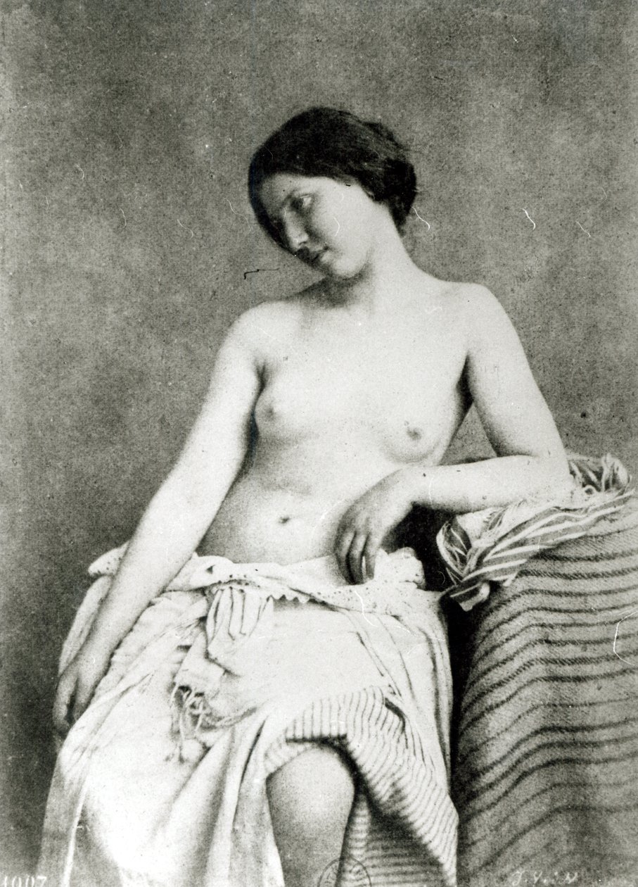 ヌードの女性モデル、1850年頃 作： ジュリアン・ヴァルー・ド・ヴィルヌーヴ