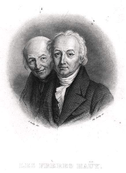 Hauy兄弟。アルフォンス・ボイ（1801-67）が彫ったルネ・ジャスト（1743-1822）とヴァランタン・ホイ（1745-1822）（エングレービング）（モノクロ写真） 作： ジュリアン・レオポルド（後）ボイリー