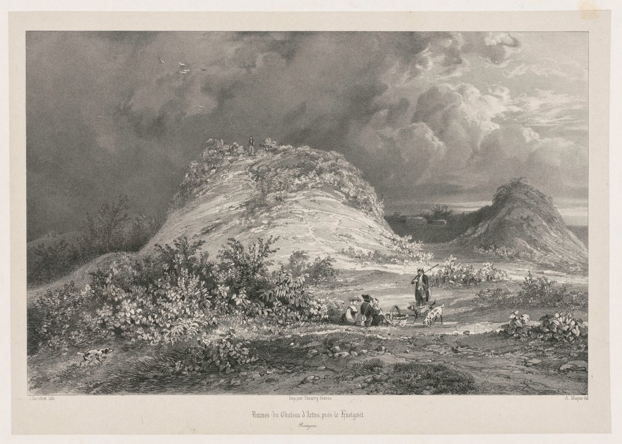 1845-1846年、ブルターニュのウエルゴエ近郊のシャトー・ダルトンの廃墟。 作： ジュリアンルイスジャコット