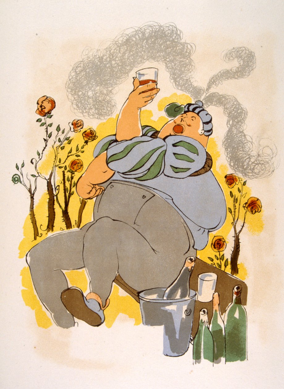 ユーモラスなワインのイラスト 1946.Illustration by Julien Pavil 作： ジュリアン・パヴィル