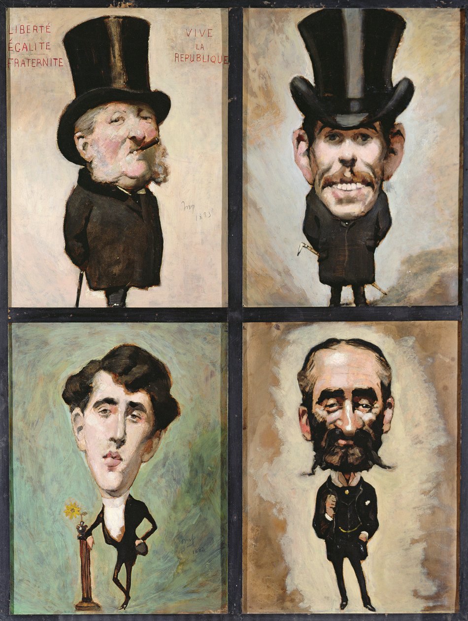 4つの似顔絵、1882年から83年 作： ジュリアス・マンデス・プライス