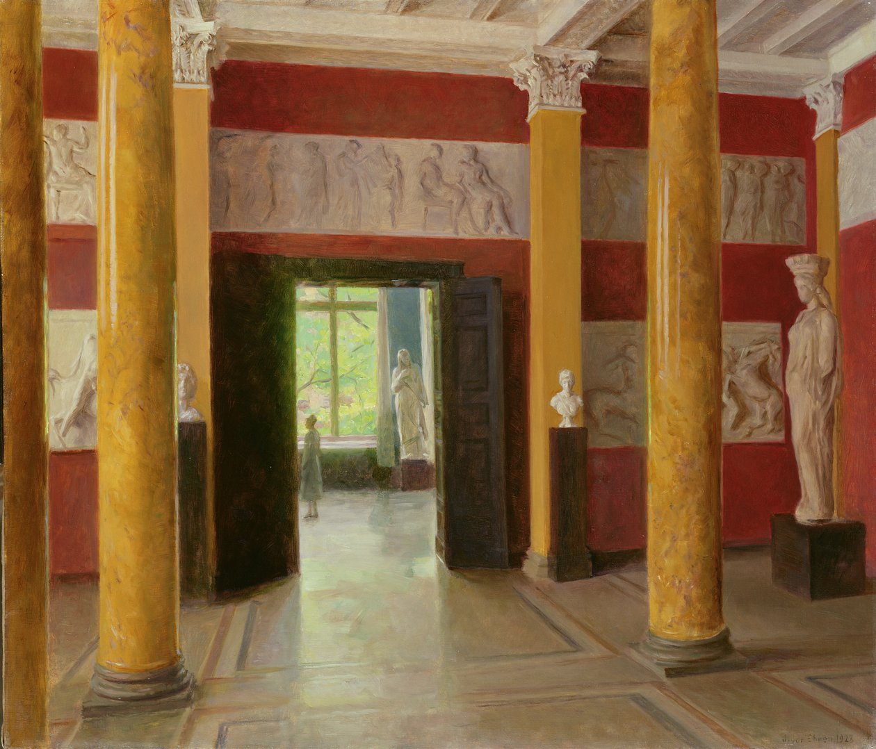 ハンブルク美術館の旧市街にある柱のホール、1928 作： ジュリアス・オーガスト・フリードリッヒ・テオドール・フォン・エーレン