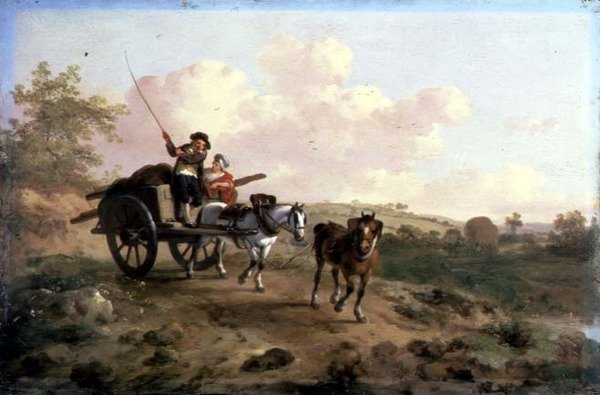 Going to Market」（油彩・パネル）（ペアは106158参照 作： ジュリアスシーザーイベットソン