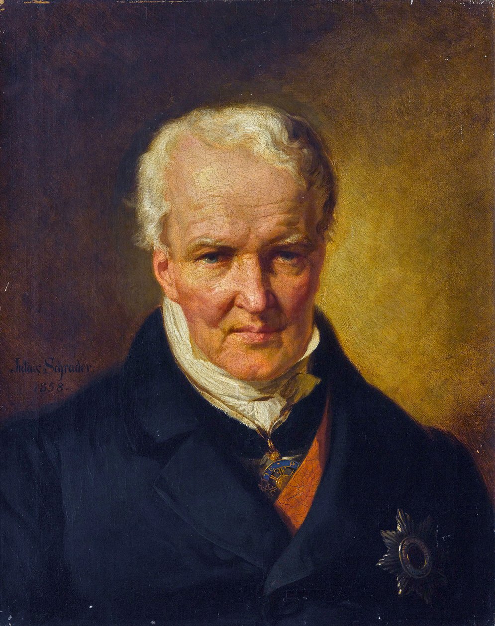 アレクサンダー（アレクサンドル）・フォン・フンボルト（1769-1859）の肖像 - ユリウス・シュレーダー（1815-1900）。油彩・キャンバス 作： ジュリアスフリードリッヒアントン（後）シュレーダー