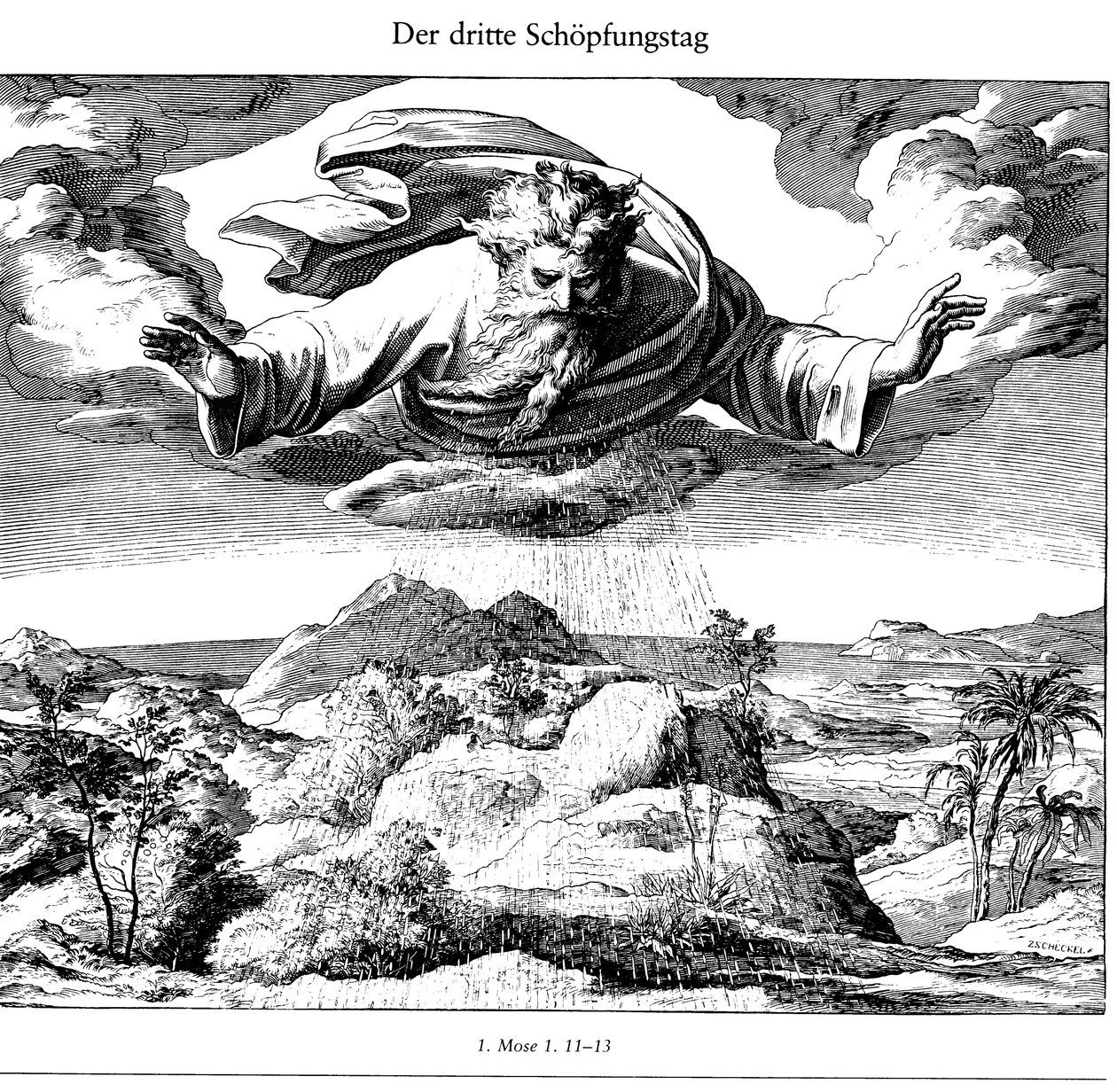 1852-1860年のBildernのDie Bibelからの作成の3日目 作： ジュリアス・シュノール・フォン・キャロルスフェルド