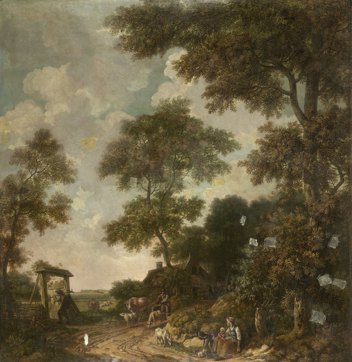 未舗装の道路のあるオランダの風景の壁紙絵画 作： ユリアーン・アンドリーセン（帰属）