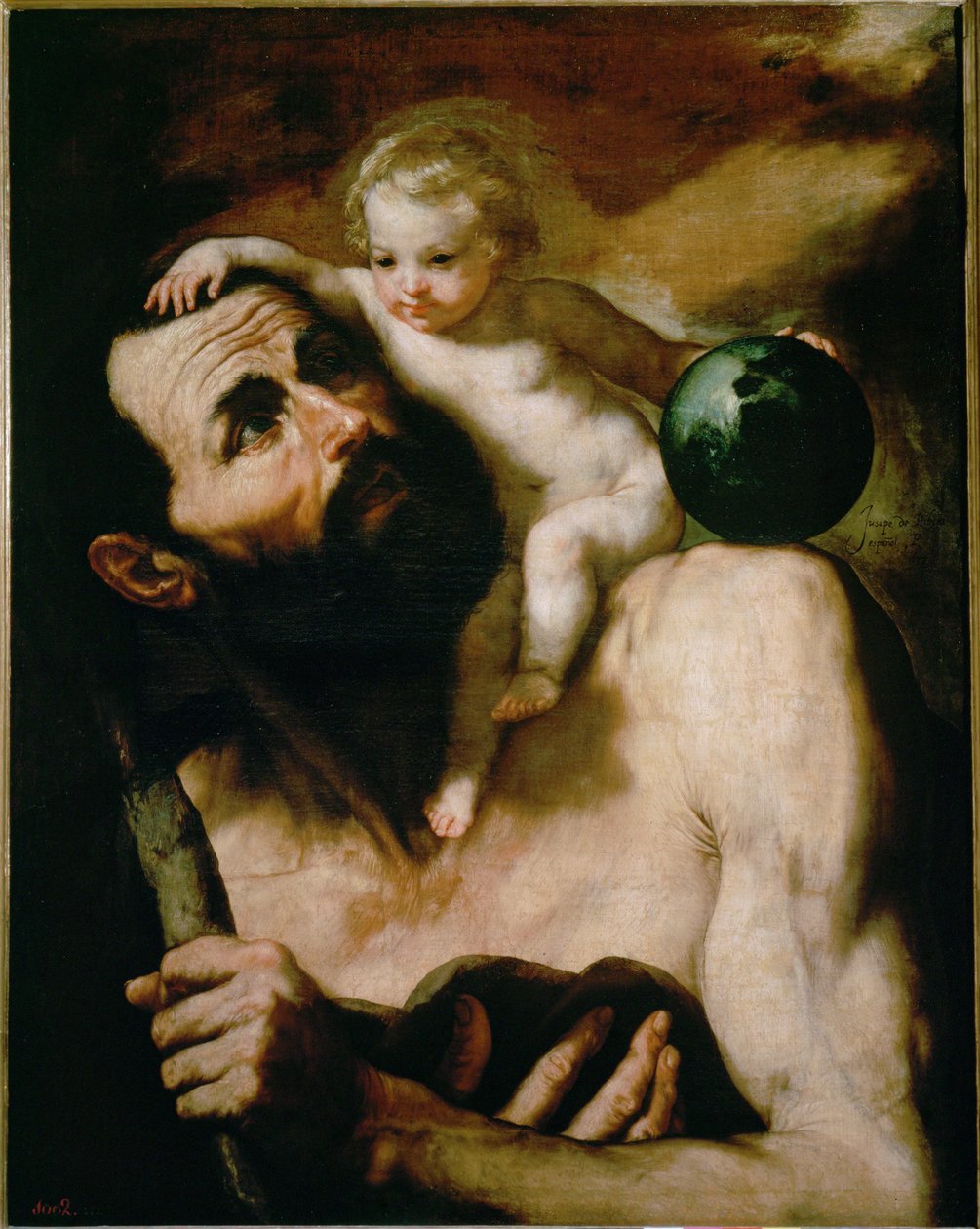 聖クリストファー...（キャンバスに描かれた絵） 作： フセペ・デ・リベーラ（1591-1652）