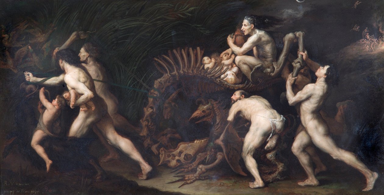 「ラ カルカス: 怪物の骸骨に描かれた魔女」、17 世紀 作： フセペ・デ・リベラ