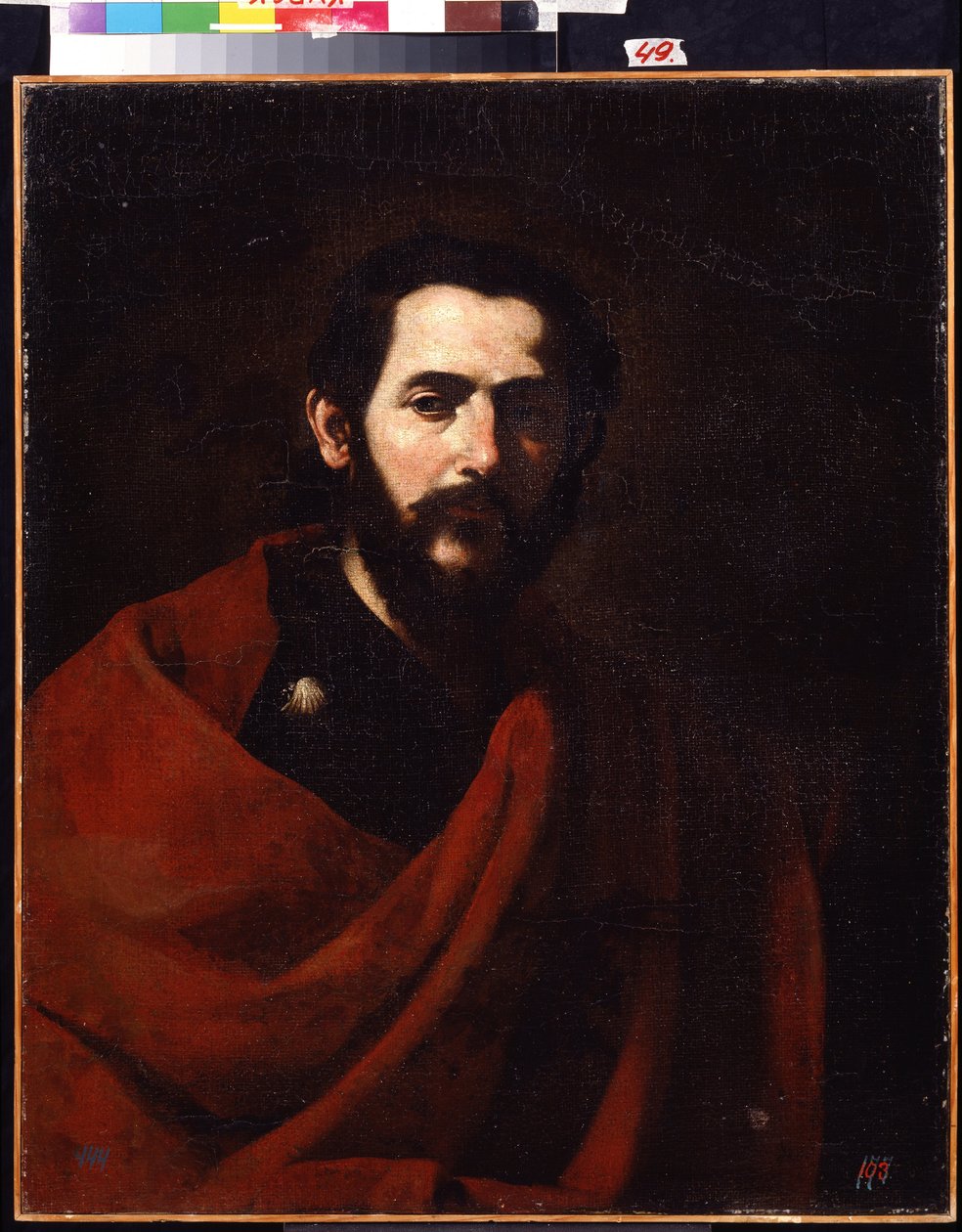 使徒聖ヤコブ大王（Apostle Saint James the Great）。 キリストの十二弟子の一人、ジャック・ド・ゼベダイの肖像画。 ホセ・デ・リベラの絵画はイル・スパニョレット「スペイン人」(1591-1652)と呼ばれています。 キャンバスに油彩。 スペインの芸術、バロック様式。 R 作： フセペ・デ・リベラ
