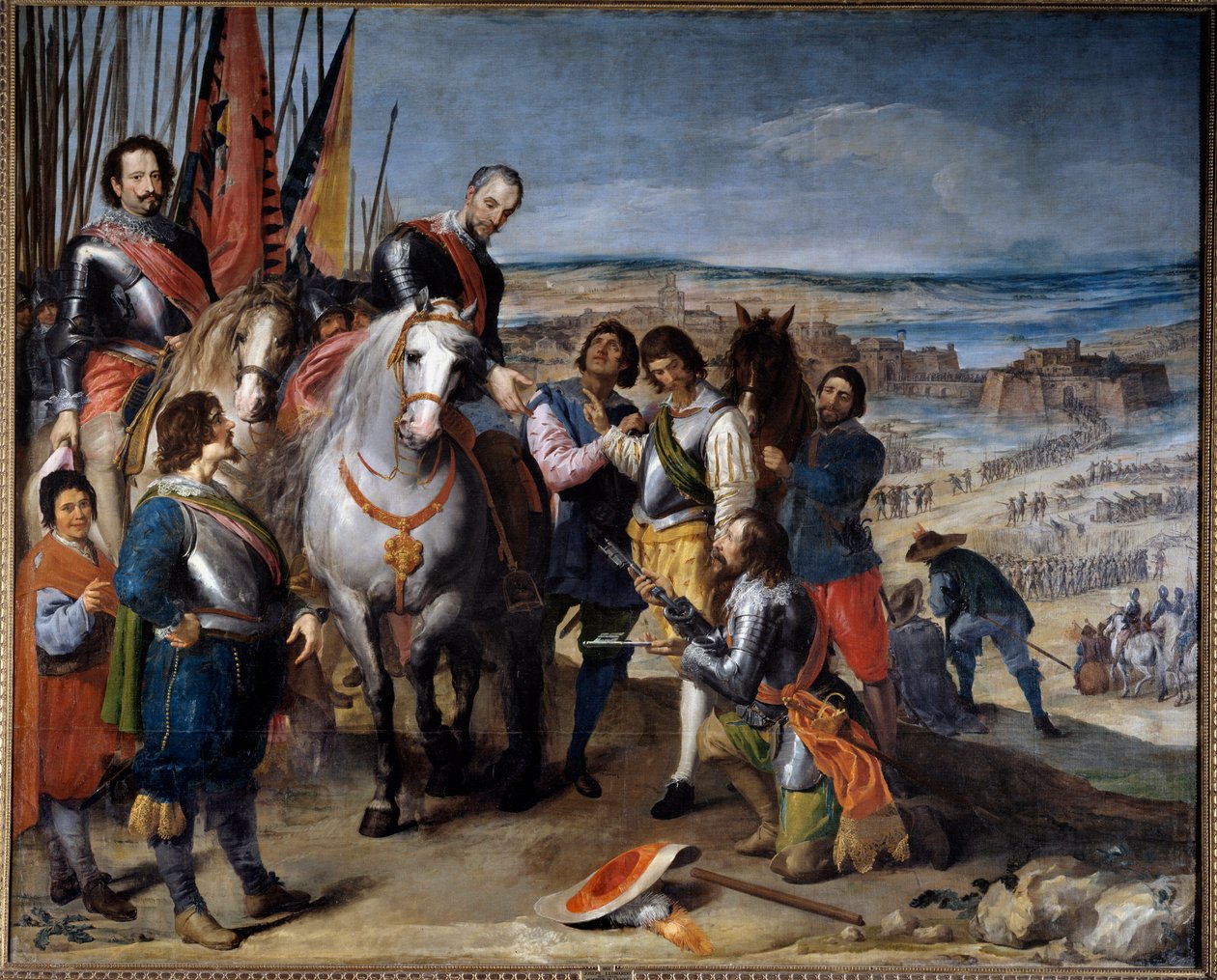 三十年戦争（1618-1648）。オランダ総督は、1622年にジュリアを占領したバルバセス侯爵、アンブロジオ・デ・スピノラ（1569-1630）に鍵を渡しました。ジュセペ・レオナルド(1601-1656)の絵 作： ジュセペまたはホセ（c.1605 1656）レオナルド