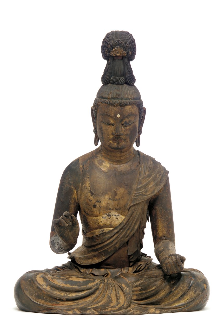 鎌倉時代の菩薩、13世紀初頭（漆、金、銅、水晶のある木） 作： かいけい