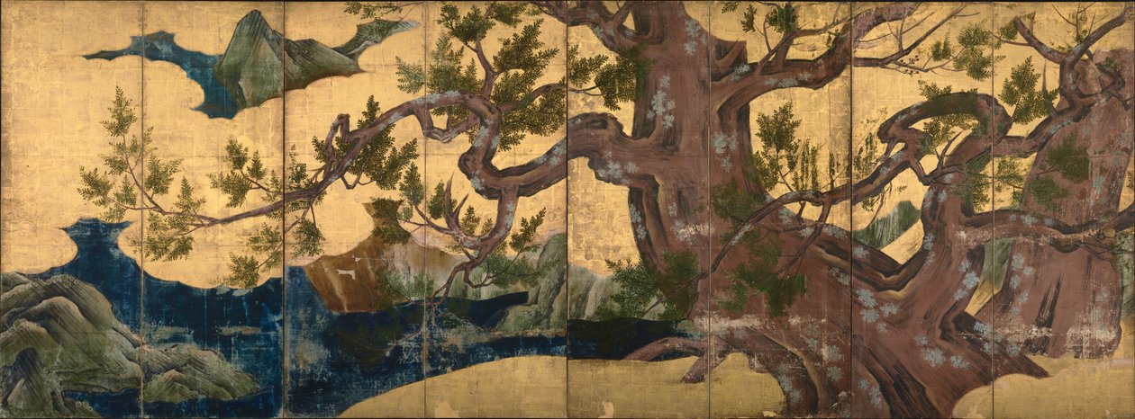 檜図屏風 作： 狩野栄徳