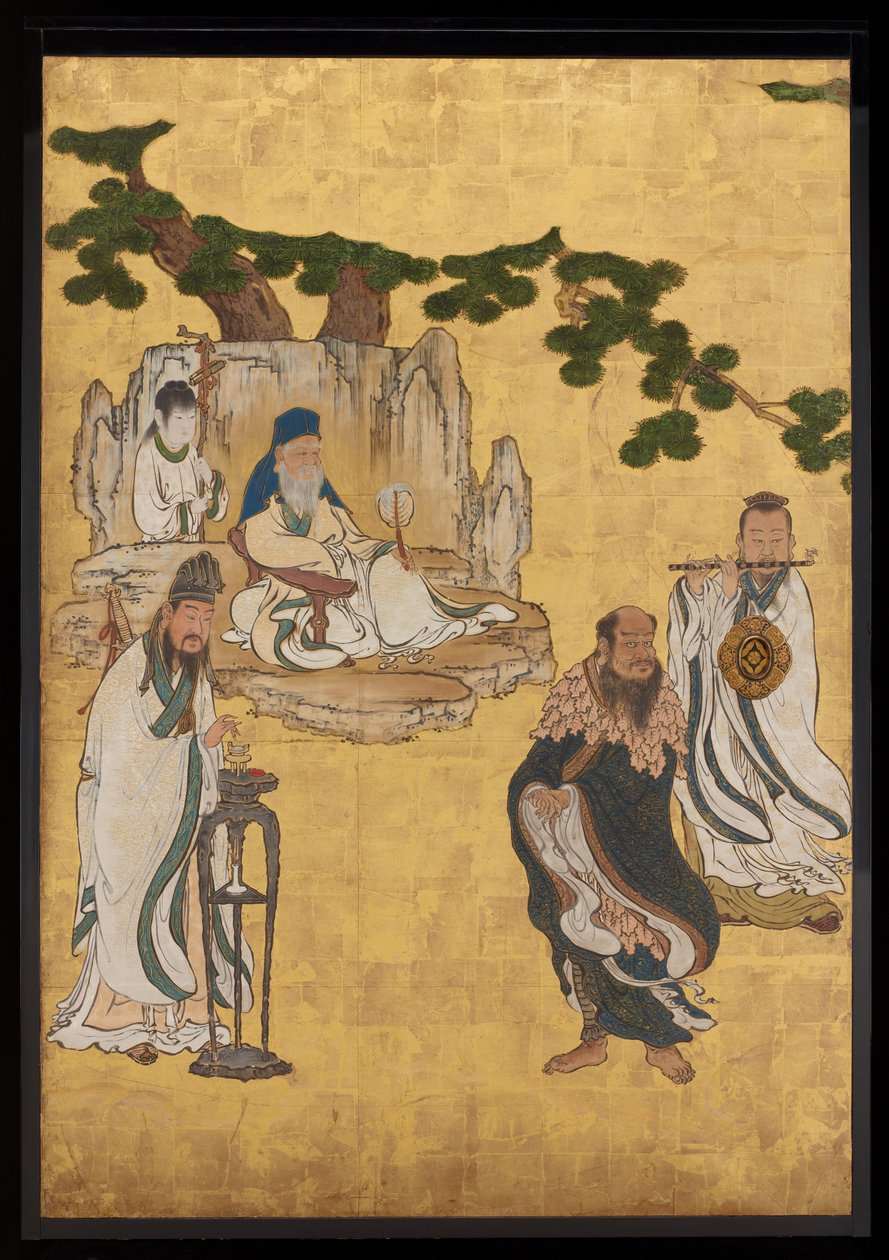 道教の不滅、1647年頃（インク、紙の上の色と金） 作： 狩野さんせつ